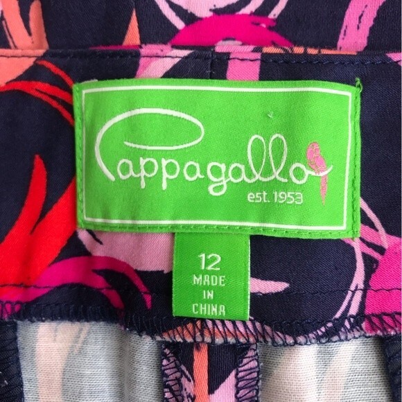 Pappagallo Navy Geometric Funky Circle Scalloped Hem Ankle Pants Women Size 12 - Picture 9 of 12